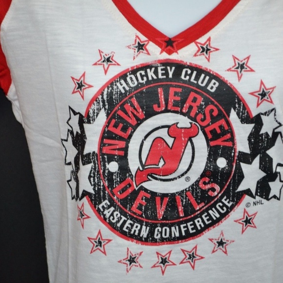 New Jersey Devils V-Neck Raglan T-Shirt - Picture 2 of 5